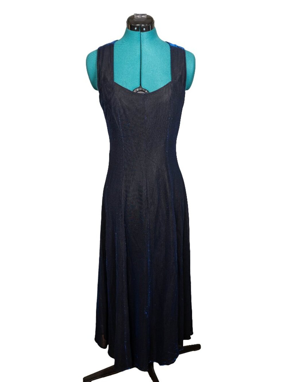 Vintage Molly Malloy Black & Blue Color Shift Cross Back Evening Dress
